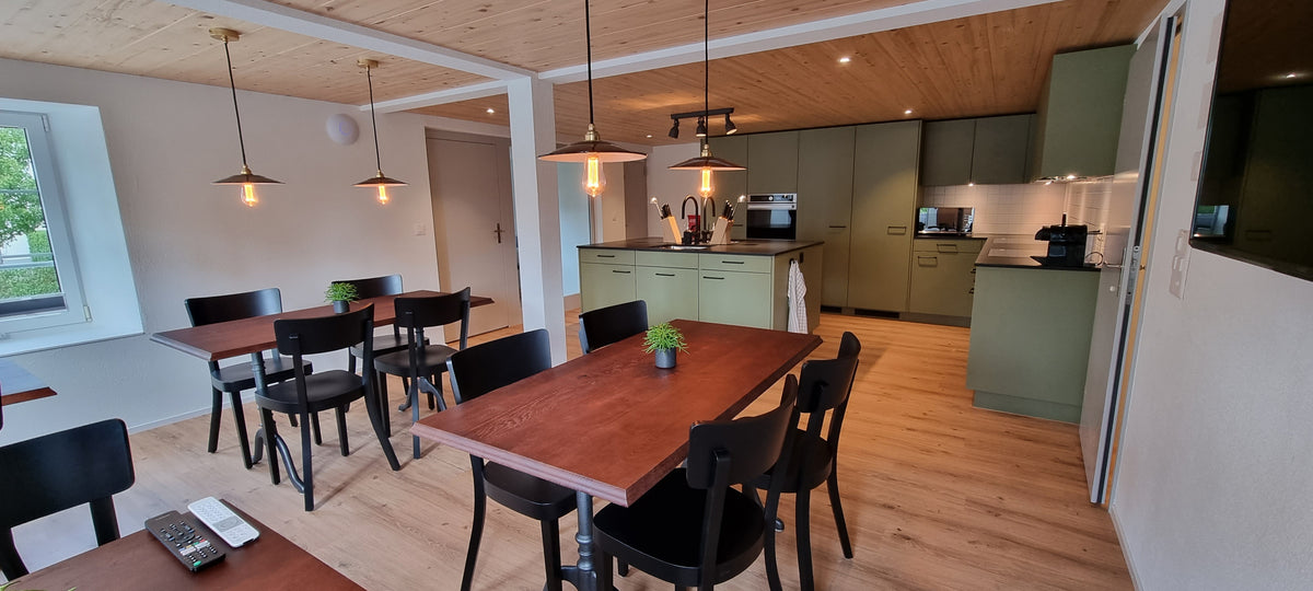 Beizentisch Eiche gebeizt, Stuhl Ideal