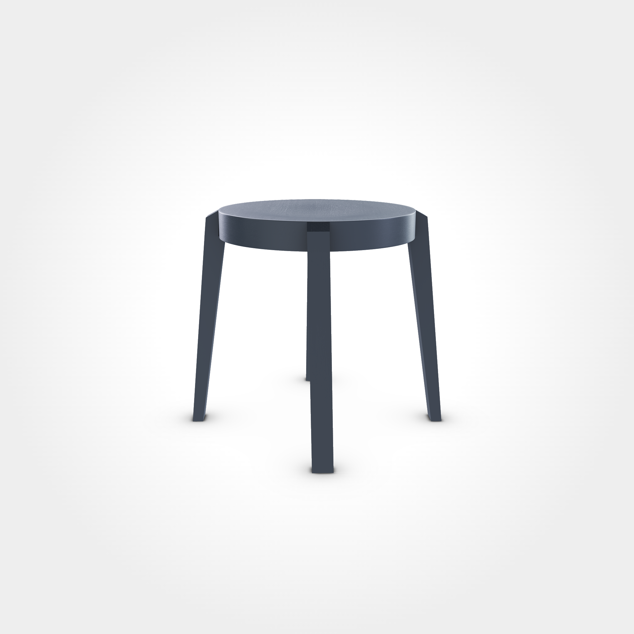 Runder Hocker in Graphite Blue mit vier Beinen, modernes Sitzmöbel passend zu Beizentischen in Restaurant, Bar oder Café