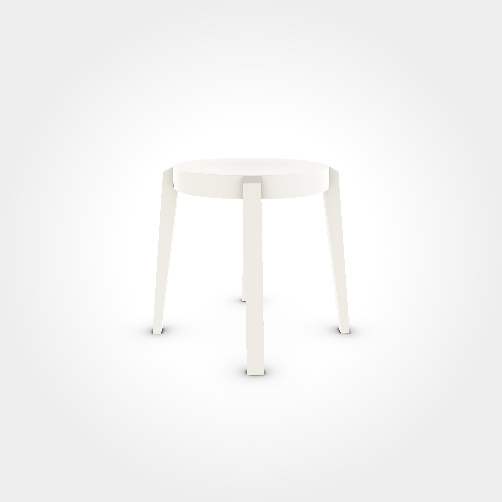 Runder Hocker in Weiß mit vier Beinen, modernes schlichtes Design, ideal als Ergänzung zu Beizentischen in Gastronomie und Zuhause